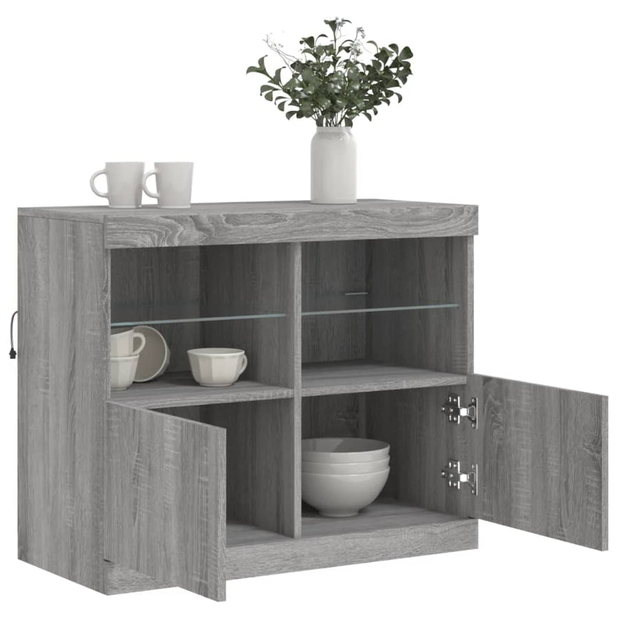 Dressoir Met Led-Verlichting 8X37X67 Cm Eiken Grijs sonoma