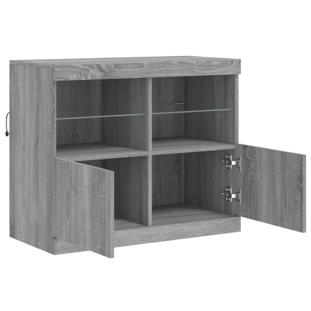 Dressoir Met Led-Verlichting 8X37X67 Cm Eiken Grijs sonoma