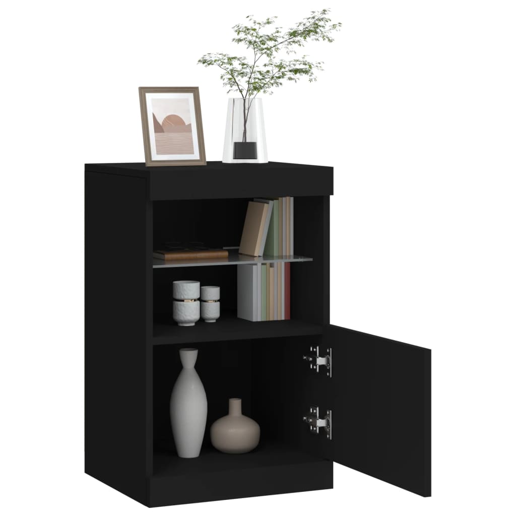 Dressoir Met Led-Verlichting 4X37X67 Cm Zwart