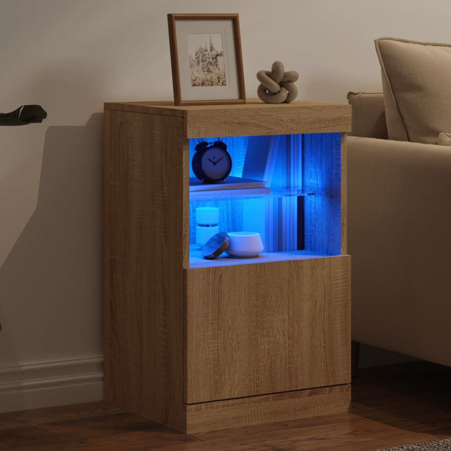 Dressoir Met Led-Verlichting 4X37X67 Cm Kleurig Sonoma eiken