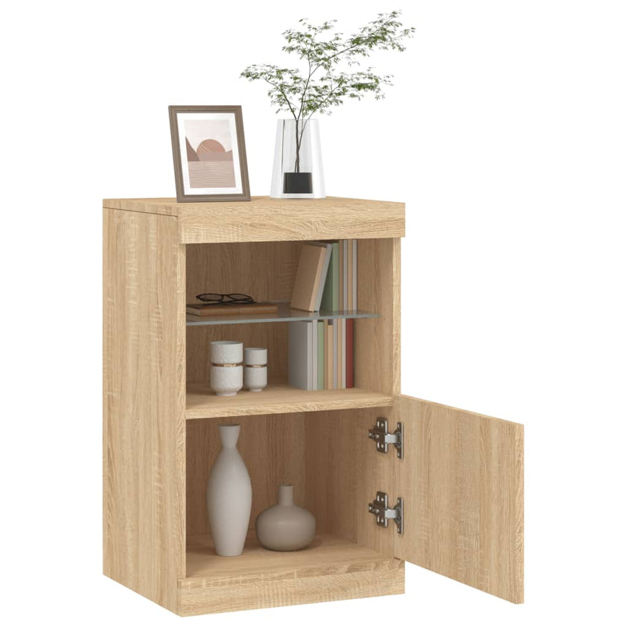 Dressoir Met Led-Verlichting 4X37X67 Cm Kleurig Sonoma eiken