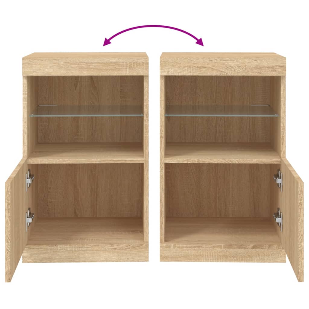 Dressoir Met Led-Verlichting 4X37X67 Cm Kleurig Sonoma eiken