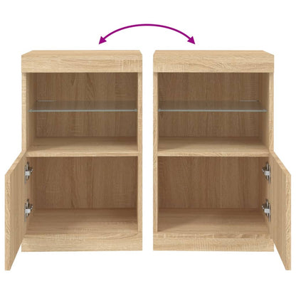 Dressoir Met Led-Verlichting 4X37X67 Cm Kleurig Sonoma eiken