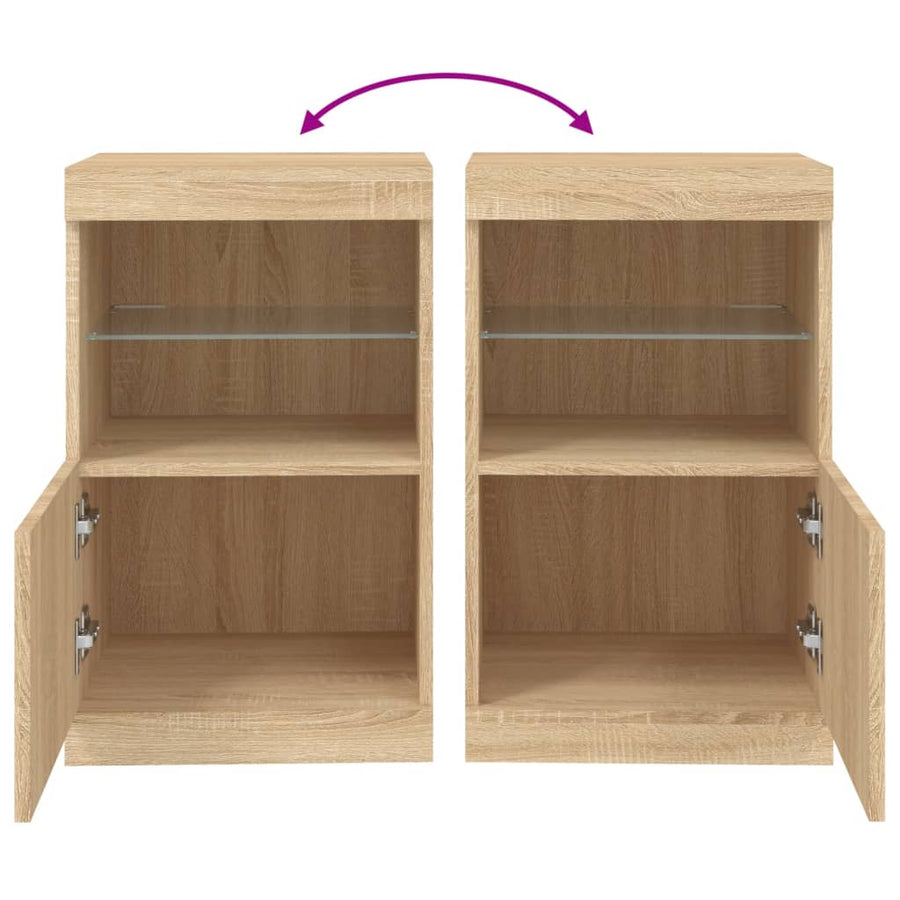Dressoir Met Led-Verlichting 4X37X67 Cm Kleurig Sonoma eiken
