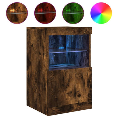 Dressoir Met Led-Verlichting 4X37X67 Cm Kleurig Gerookt eiken