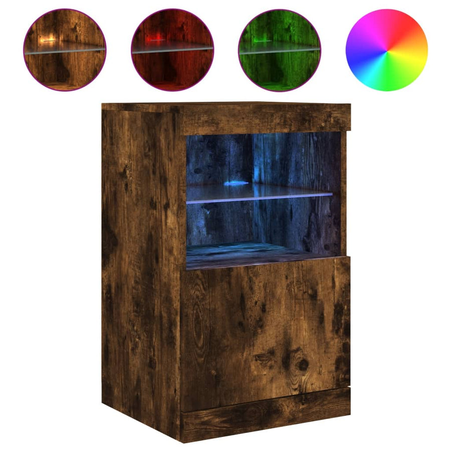 Dressoir Met Led-Verlichting 4X37X67 Cm Kleurig Gerookt eiken