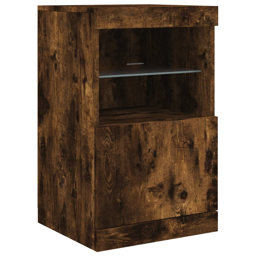 Dressoir Met Led-Verlichting 4X37X67 Cm Kleurig Gerookt eiken