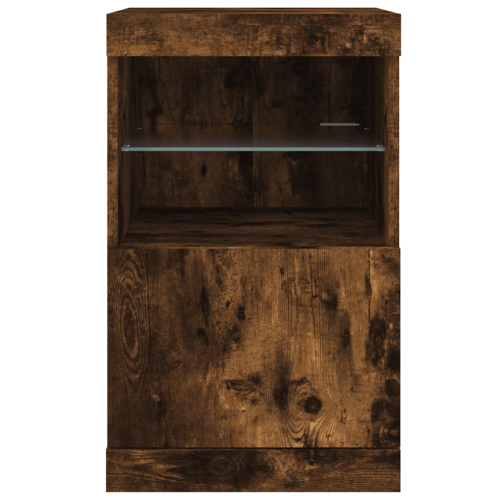 Dressoir Met Led-Verlichting 4X37X67 Cm Kleurig Gerookt eiken