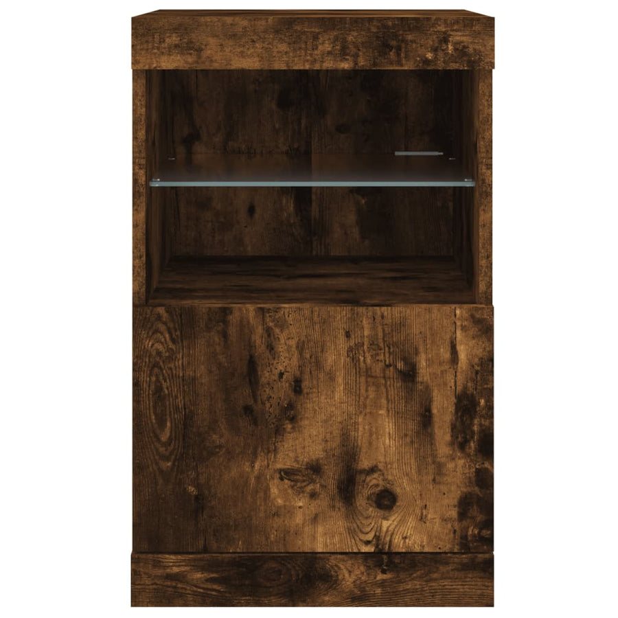Dressoir Met Led-Verlichting 4X37X67 Cm Kleurig Gerookt eiken