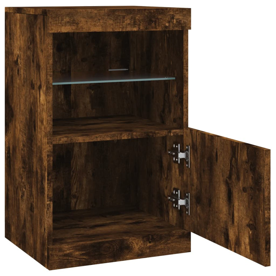 Dressoir Met Led-Verlichting 4X37X67 Cm Kleurig Gerookt eiken