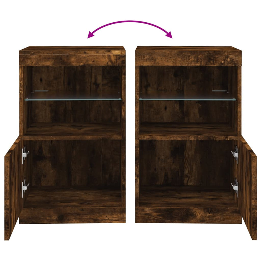 Dressoir Met Led-Verlichting 4X37X67 Cm Kleurig Gerookt eiken
