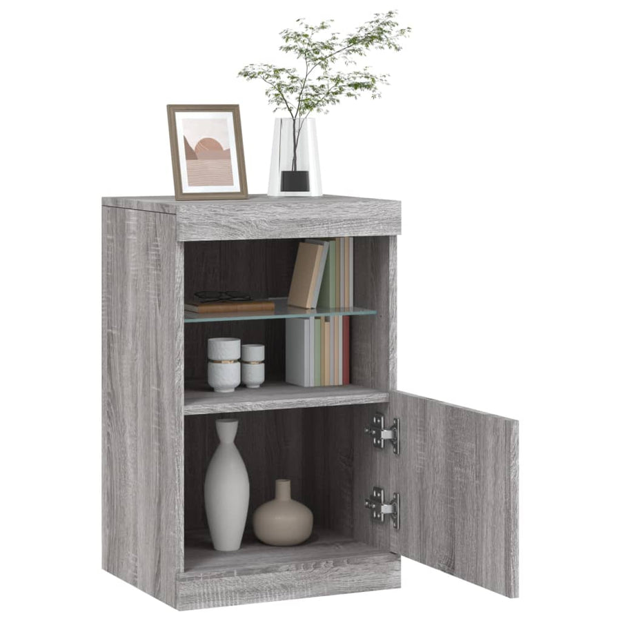 Dressoir Met Led-Verlichting 4X37X67 Cm Eiken Grijs sonoma