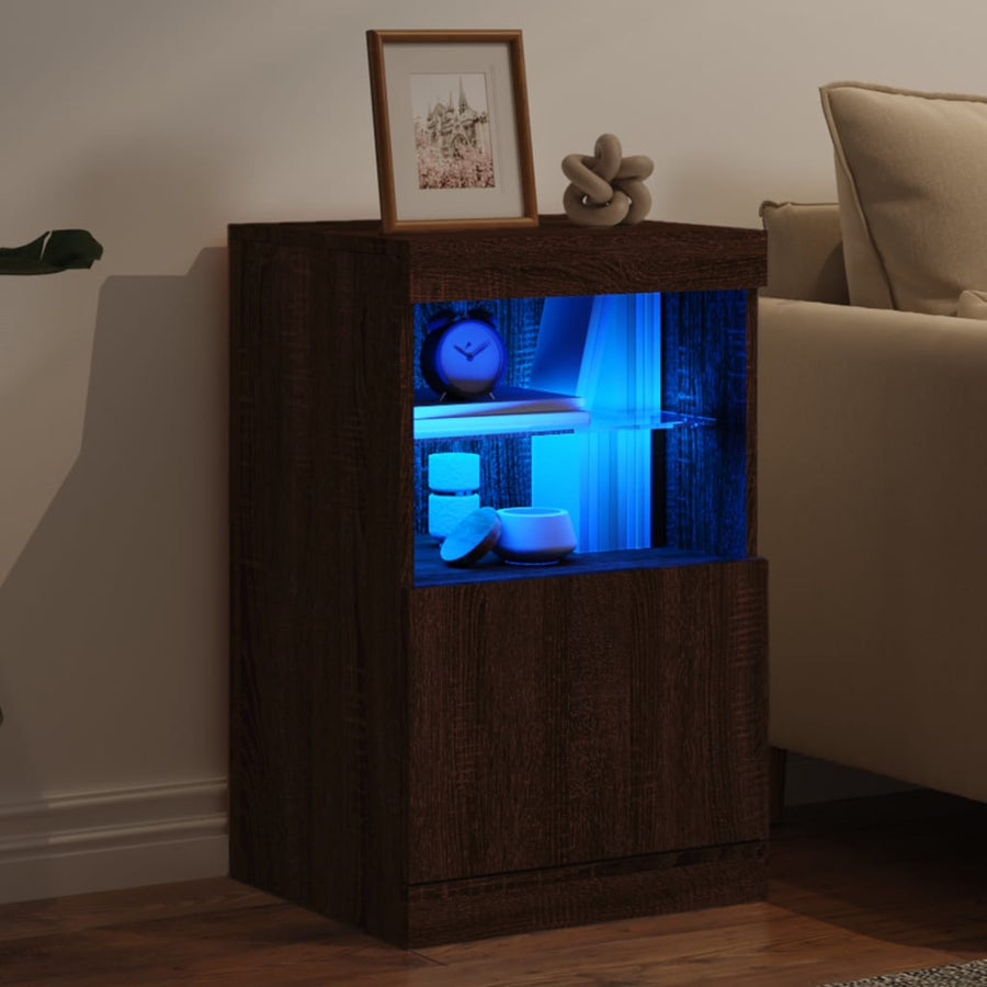 Dressoir Met Led-Verlichting 4X37X67 Cm Bruineikenkleurig bruin eikenkleur