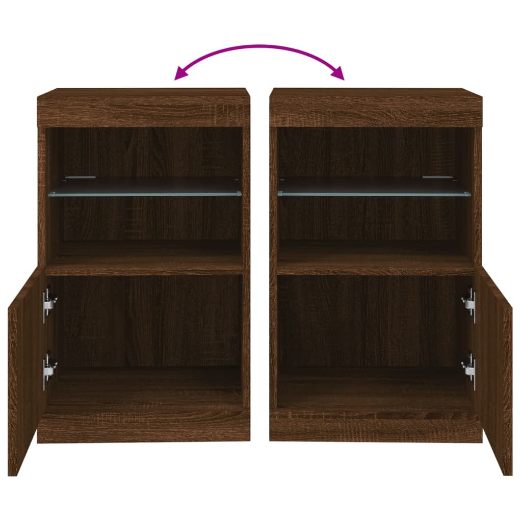 Dressoir Met Led-Verlichting 4X37X67 Cm Bruineikenkleurig bruin eikenkleur