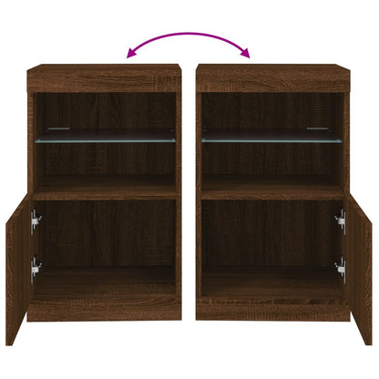 Dressoir Met Led-Verlichting 4X37X67 Cm Bruineikenkleurig bruin eikenkleur