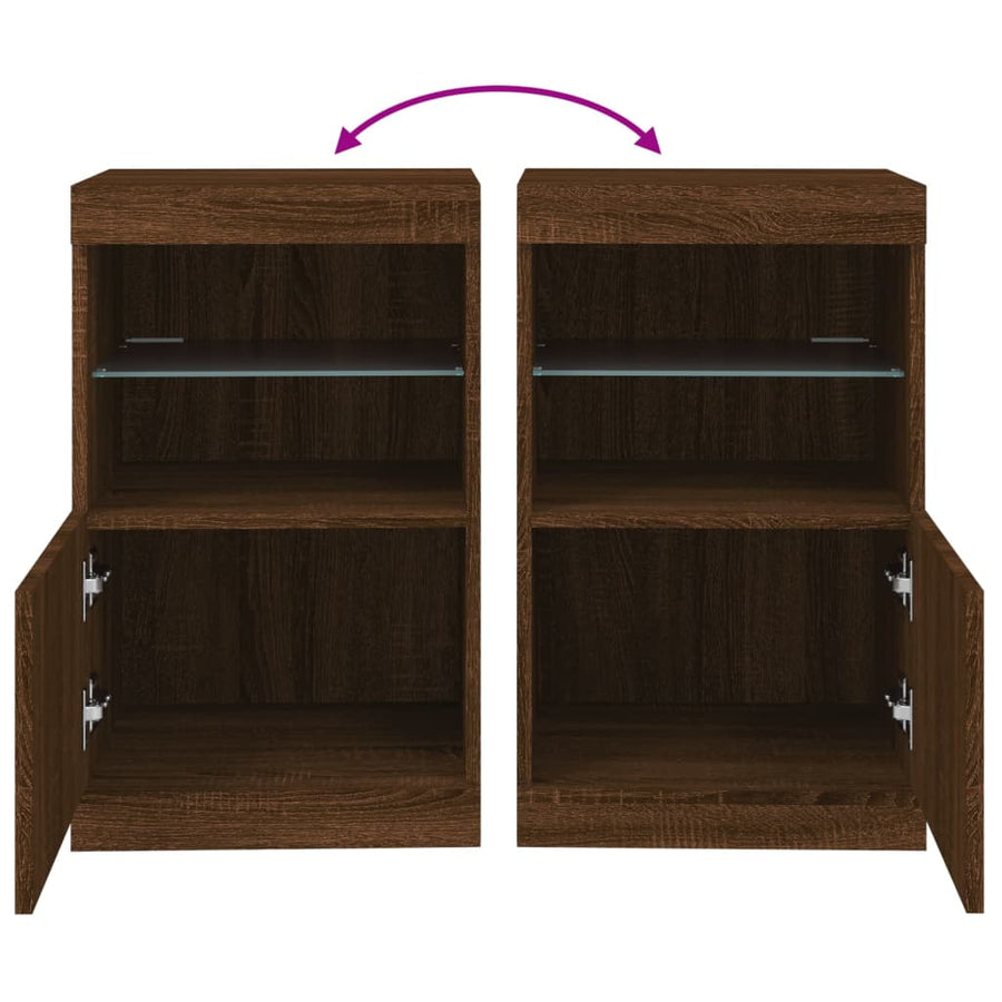 Dressoir Met Led-Verlichting 4X37X67 Cm Bruineikenkleurig bruin eikenkleur