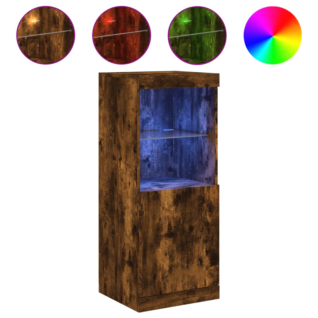 Dressoir Met Led-Verlichting 4X37X00 Cm Kleurig Gerookt eiken