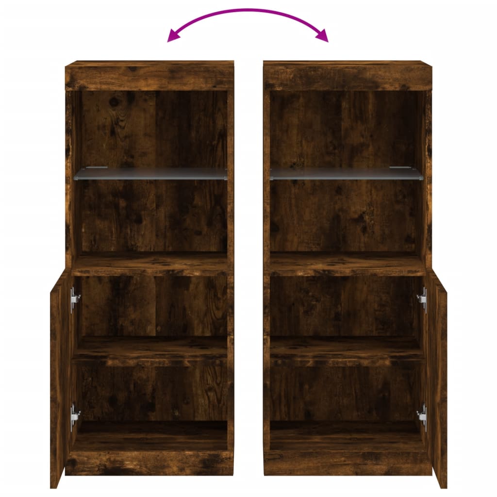 Dressoir Met Led-Verlichting 4X37X00 Cm Kleurig Gerookt eiken