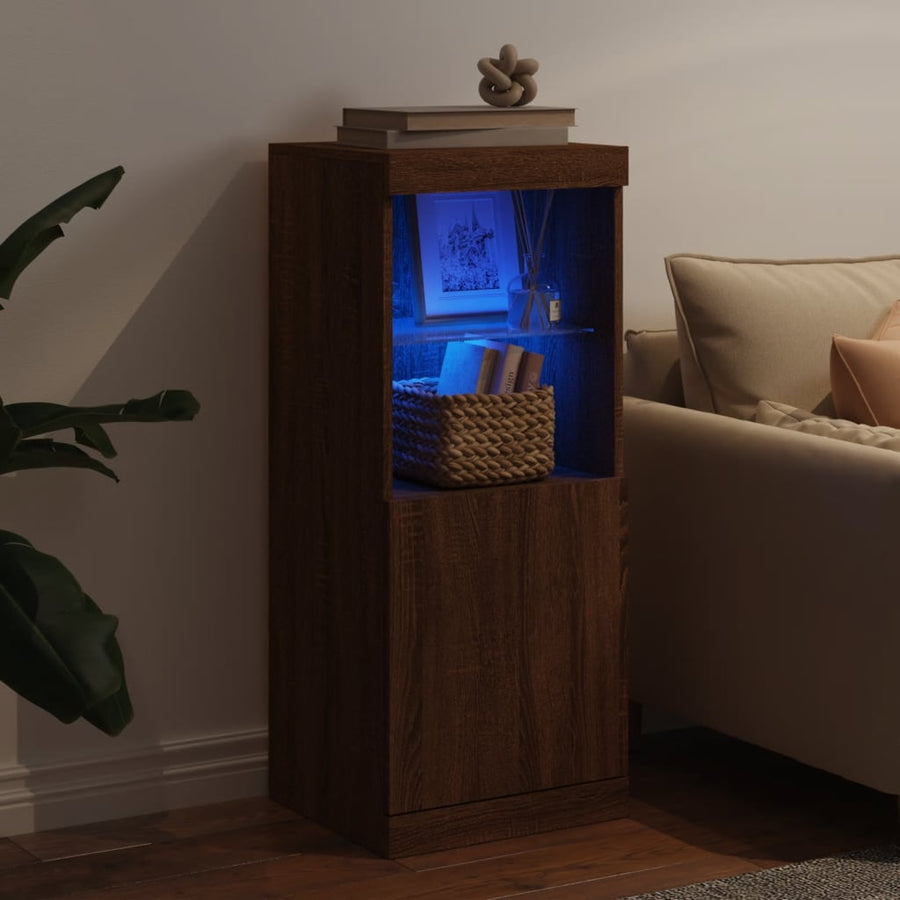 Dressoir Met Led-Verlichting 4X37X00 Cm Bruineikenkleurig bruin eikenkleur