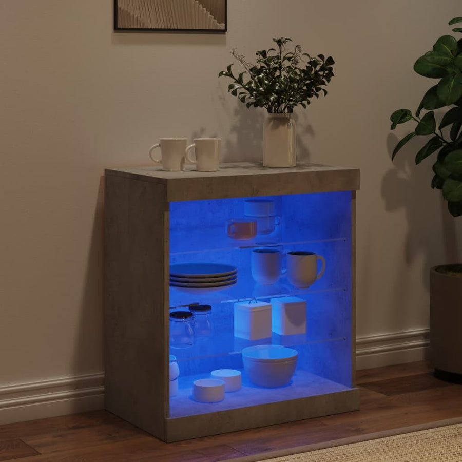 Dressoir Met Led-Verlichting 60,5X37X67 Cm Betongrijs