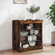 Sideboard with LED lighting 60.5x37x67 cm smoked oak color