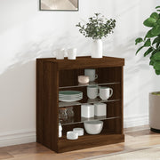 Sideboard with LED lighting 60.5x37x67 cm brown oak color