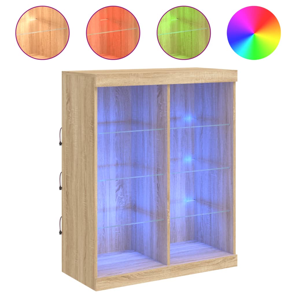 Dressoir Met Led-Verlichting 8X37X00 Cm Kleurig Sonoma eiken
