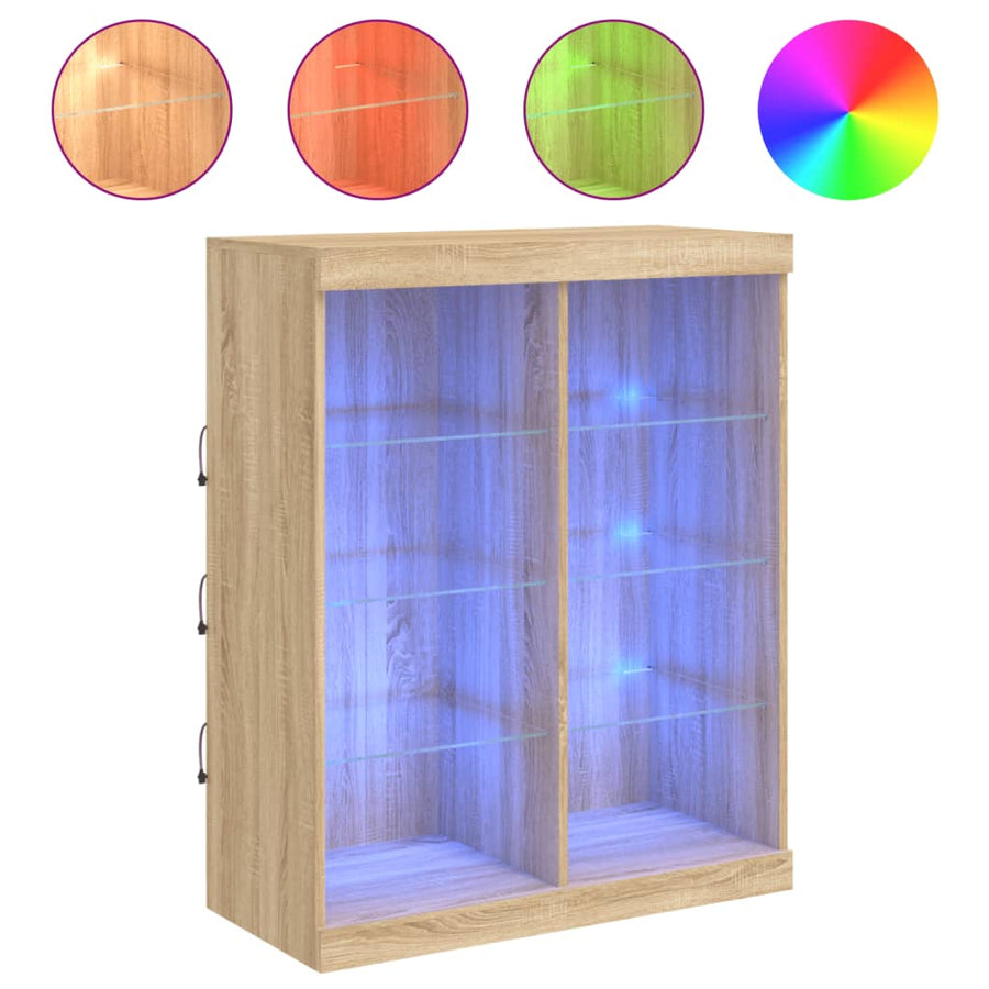 Dressoir Met Led-Verlichting 8X37X00 Cm Kleurig Sonoma eiken