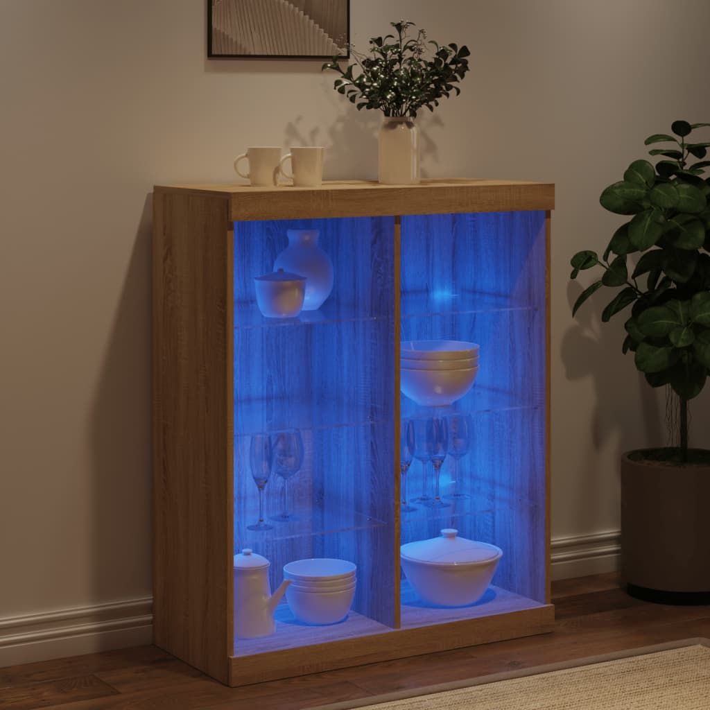 Dressoir Met Led-Verlichting 8X37X00 Cm Kleurig Sonoma eiken