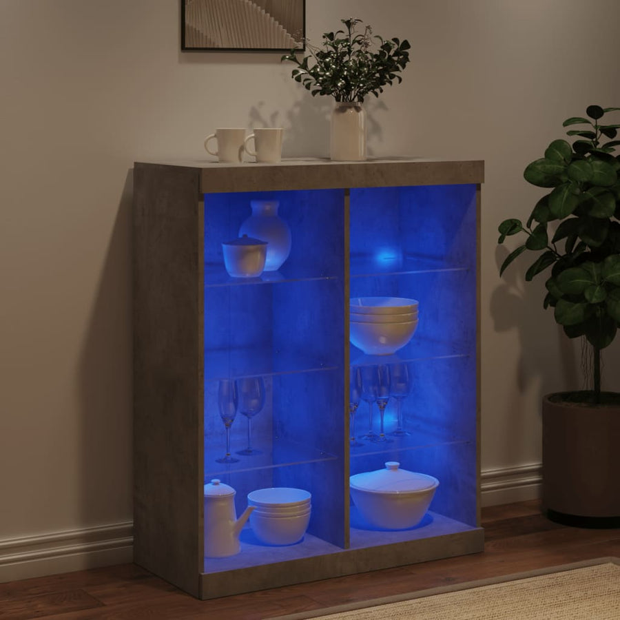 Dressoir Met Led-Verlichting 8X37X00 Cm Betongrijs