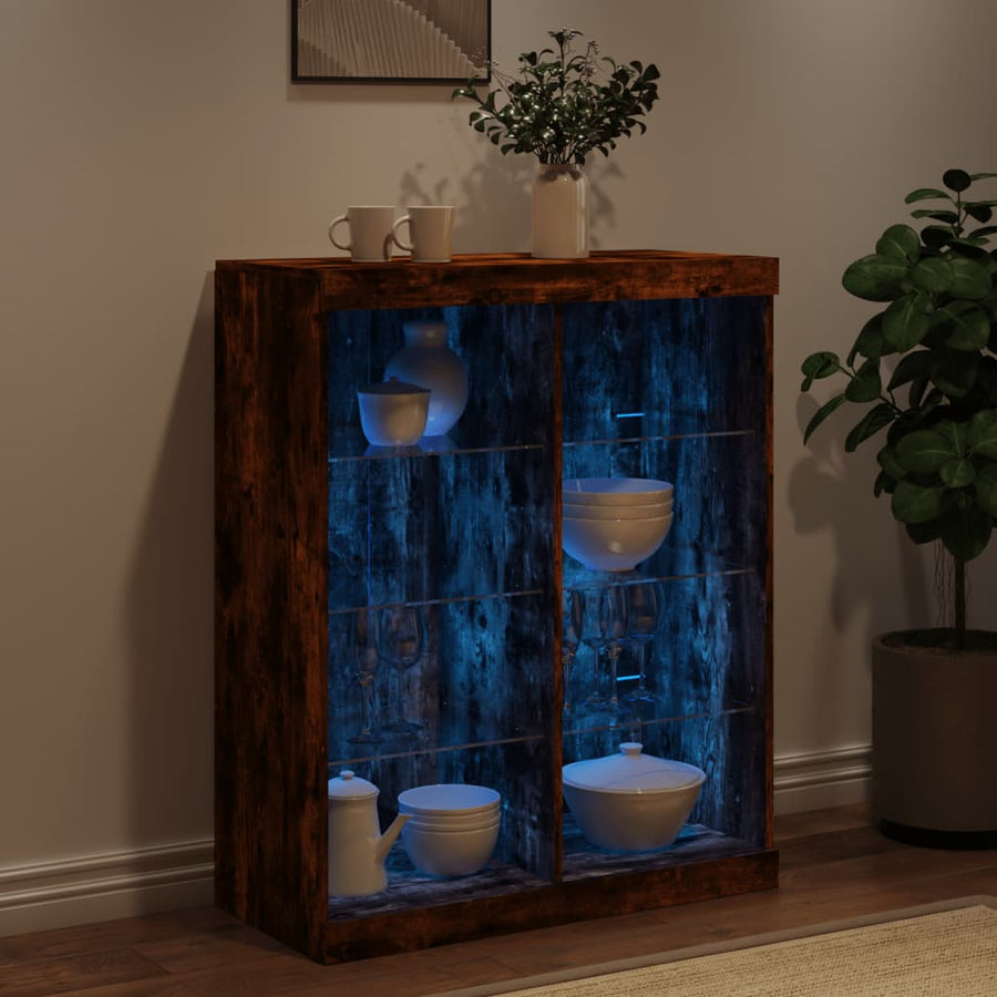 Dressoir Met Led-Verlichting 8X37X00 Cm Kleurig Gerookt eiken