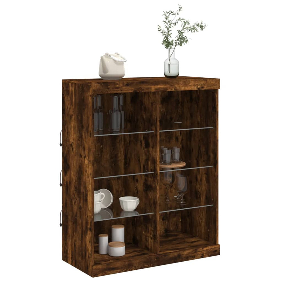 Dressoir Met Led-Verlichting 8X37X00 Cm Kleurig Gerookt eiken