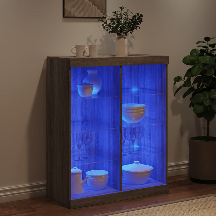Dressoir Met Led-Verlichting 8X37X00 Cm Eiken Grijs sonoma