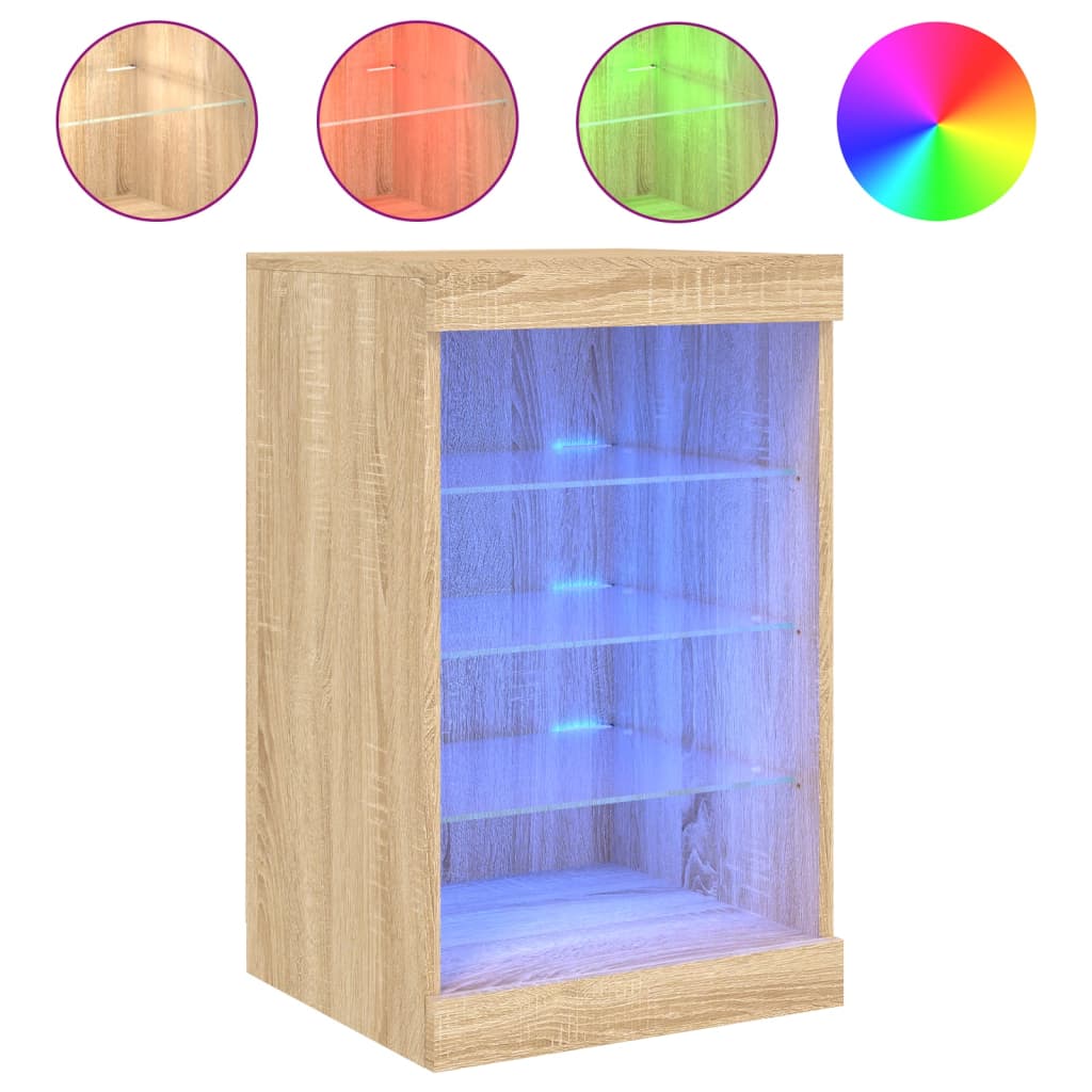 Dressoir Met Led-Verlichting 4X37X67 Cm Kleurig Sonoma eiken