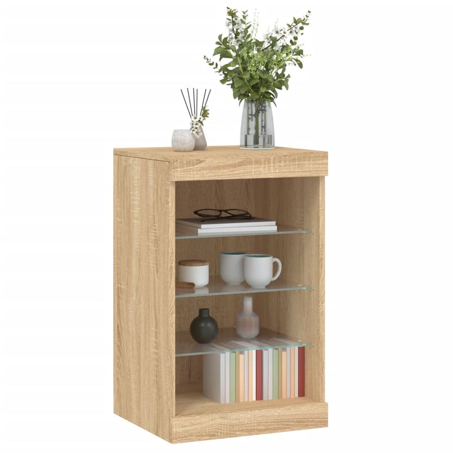 Dressoir Met Led-Verlichting 4X37X67 Cm Kleurig Sonoma eiken