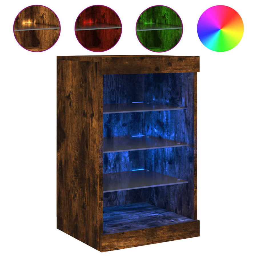 Dressoir Met Led-Verlichting 4X37X67 Cm Kleurig Gerookt eiken
