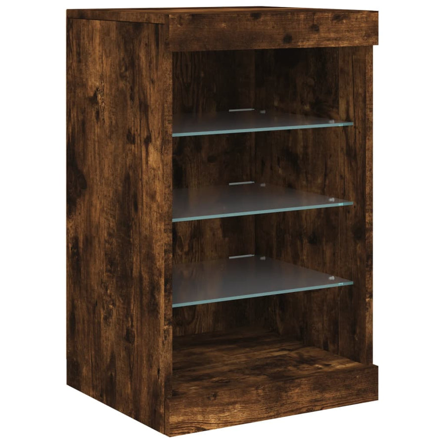 Dressoir Met Led-Verlichting 4X37X67 Cm Kleurig Gerookt eiken