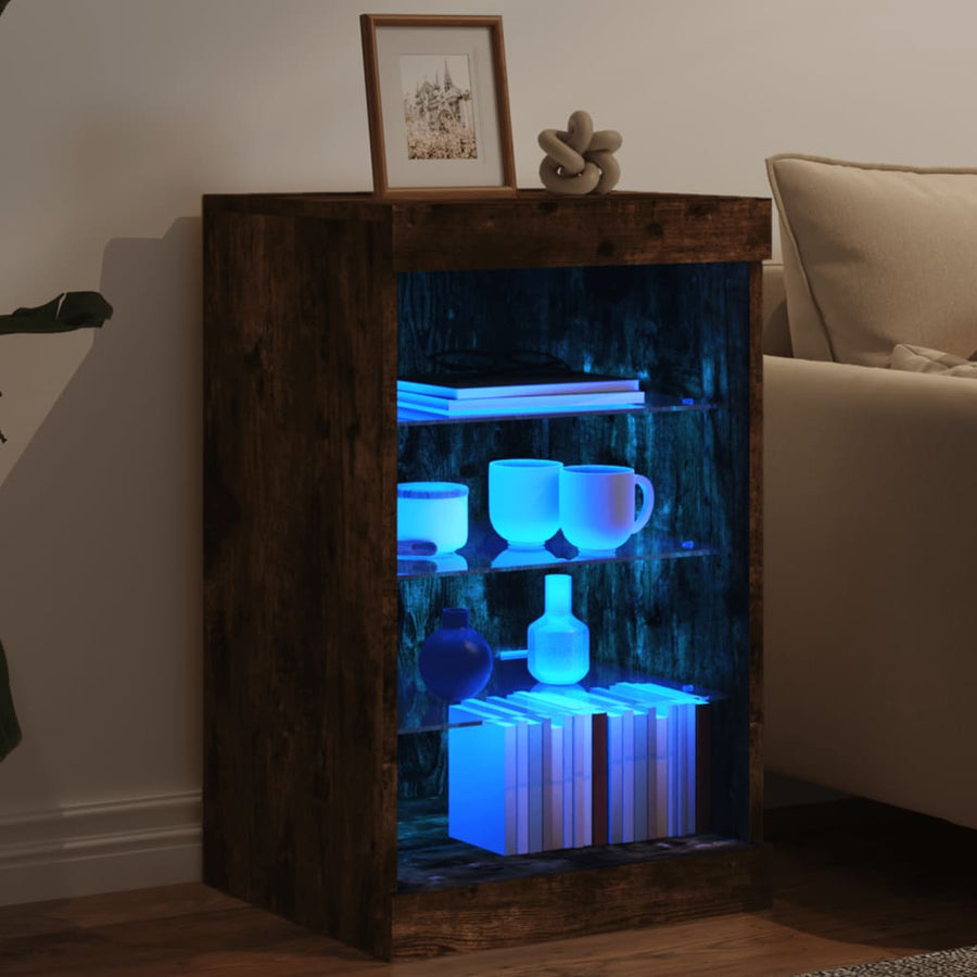 Dressoir Met Led-Verlichting 4X37X67 Cm Kleurig Gerookt eiken