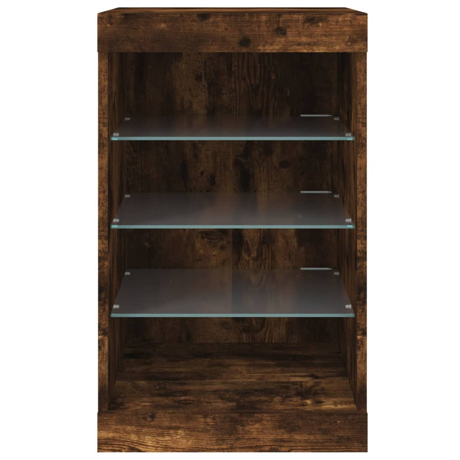 Dressoir Met Led-Verlichting 4X37X67 Cm Kleurig Gerookt eiken