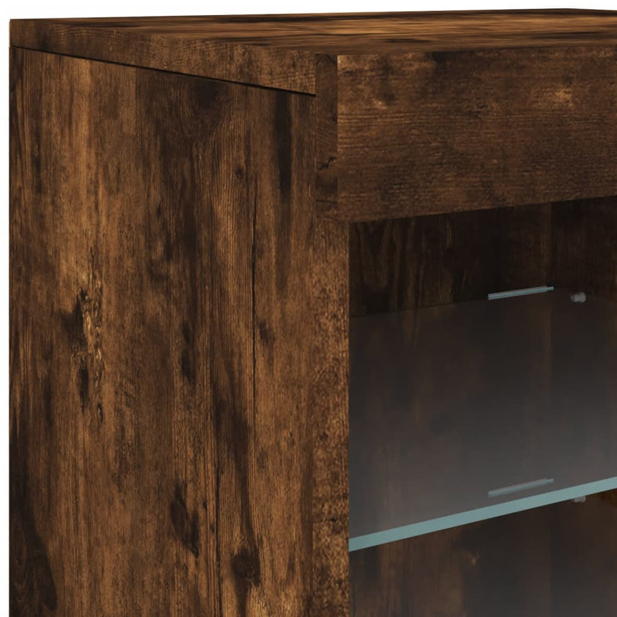 Dressoir Met Led-Verlichting 4X37X67 Cm Kleurig Gerookt eiken