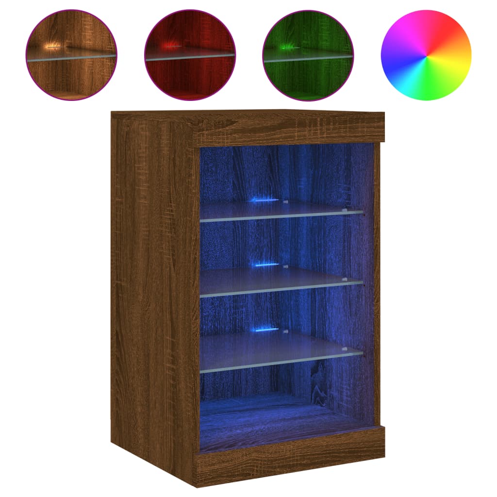 Dressoir Met Led-Verlichting 4X37X67 Cm Bruineikenkleurig bruin eikenkleur