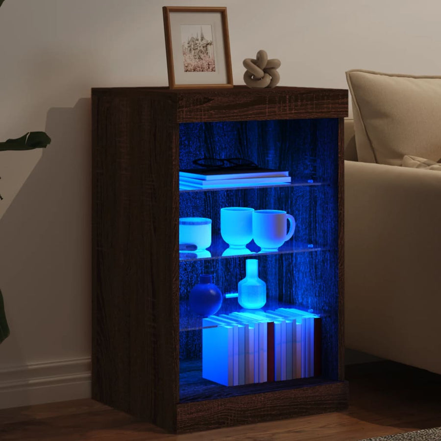 Dressoir Met Led-Verlichting 4X37X67 Cm Bruineikenkleurig bruin eikenkleur