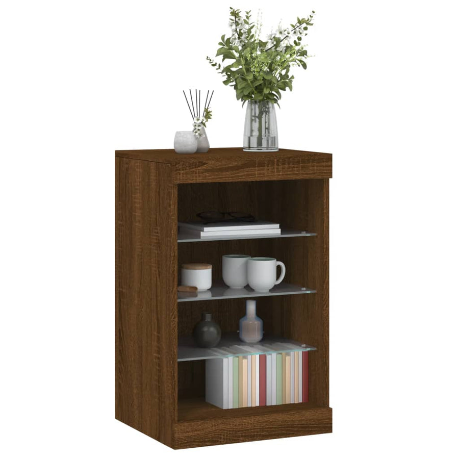 Dressoir Met Led-Verlichting 4X37X67 Cm Bruineikenkleurig bruin eikenkleur