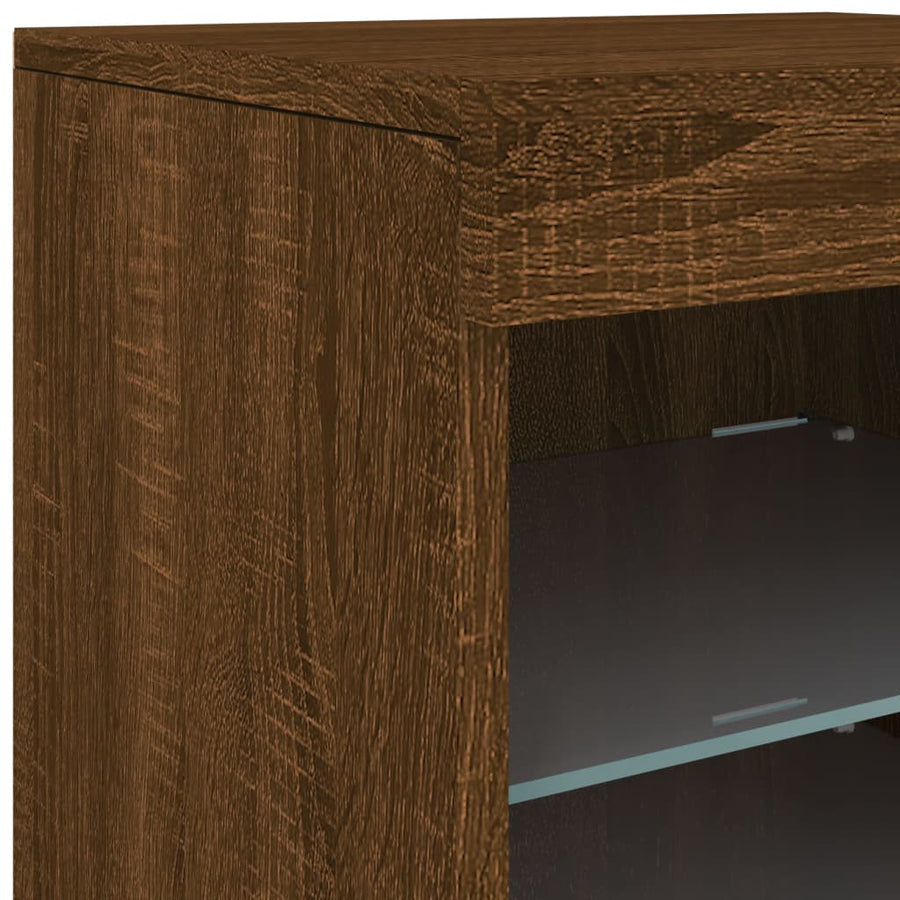Dressoir Met Led-Verlichting 4X37X67 Cm Bruineikenkleurig bruin eikenkleur