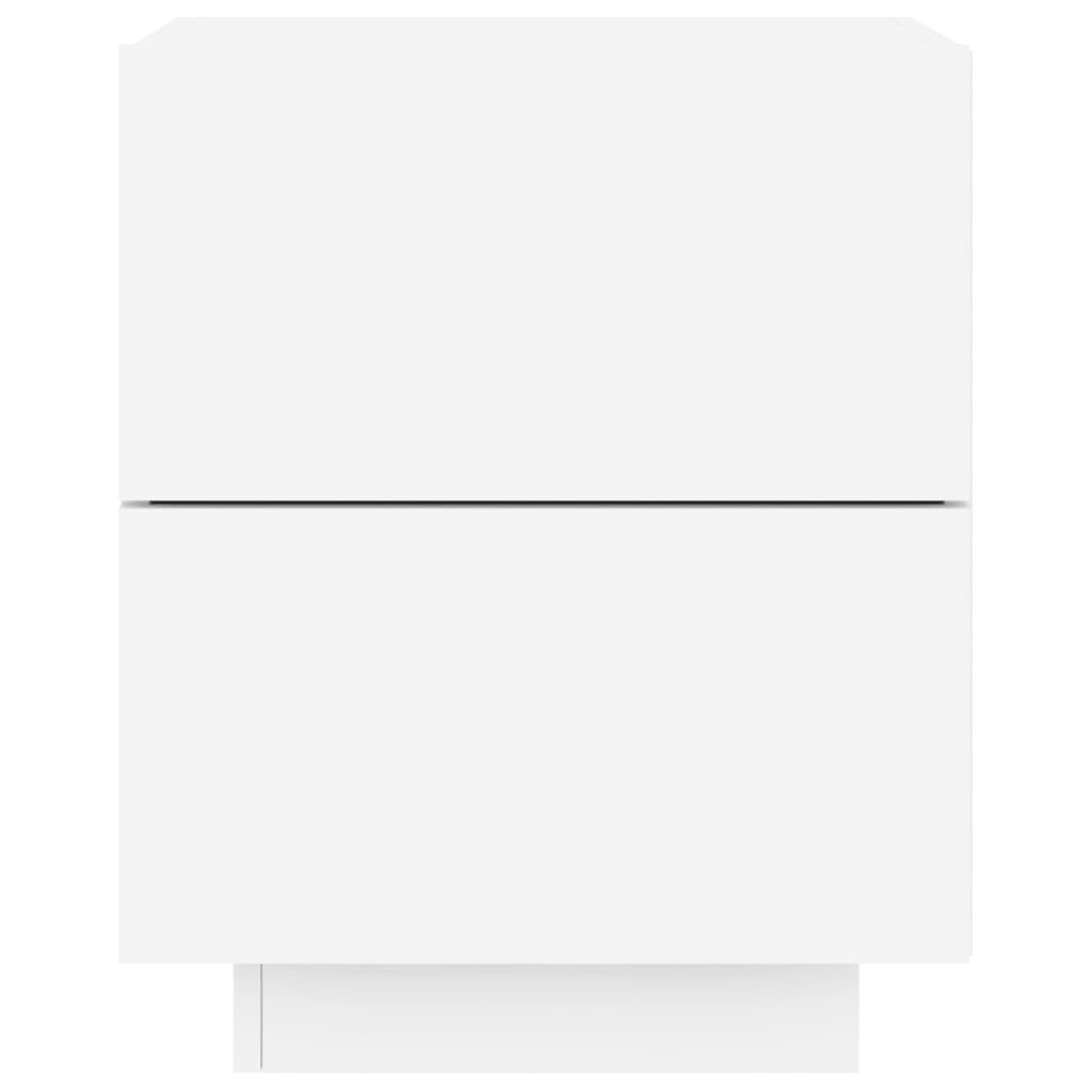 Nachtkastjes Met Led-Verlichting Bewerkt Hout 2 Wit