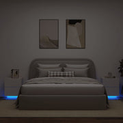 Bedside cabinets with LED lighting 2 pcs engineered wood white