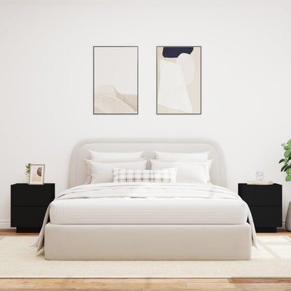 Nachtkastjes Met Led-Verlichting Bewerkt Hout 2 Zwart