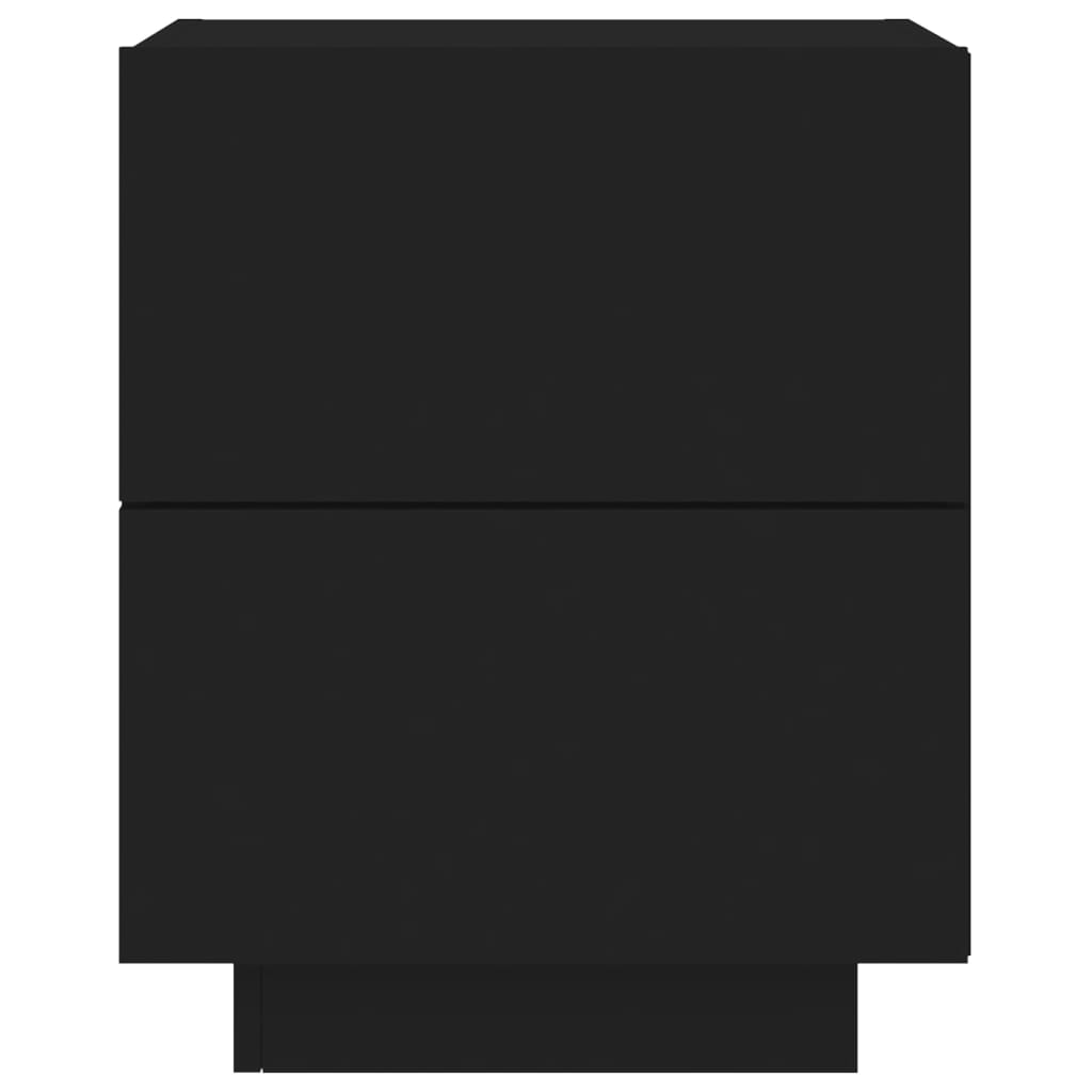 Nachtkastjes Met Led-Verlichting Bewerkt Hout 2 Zwart
