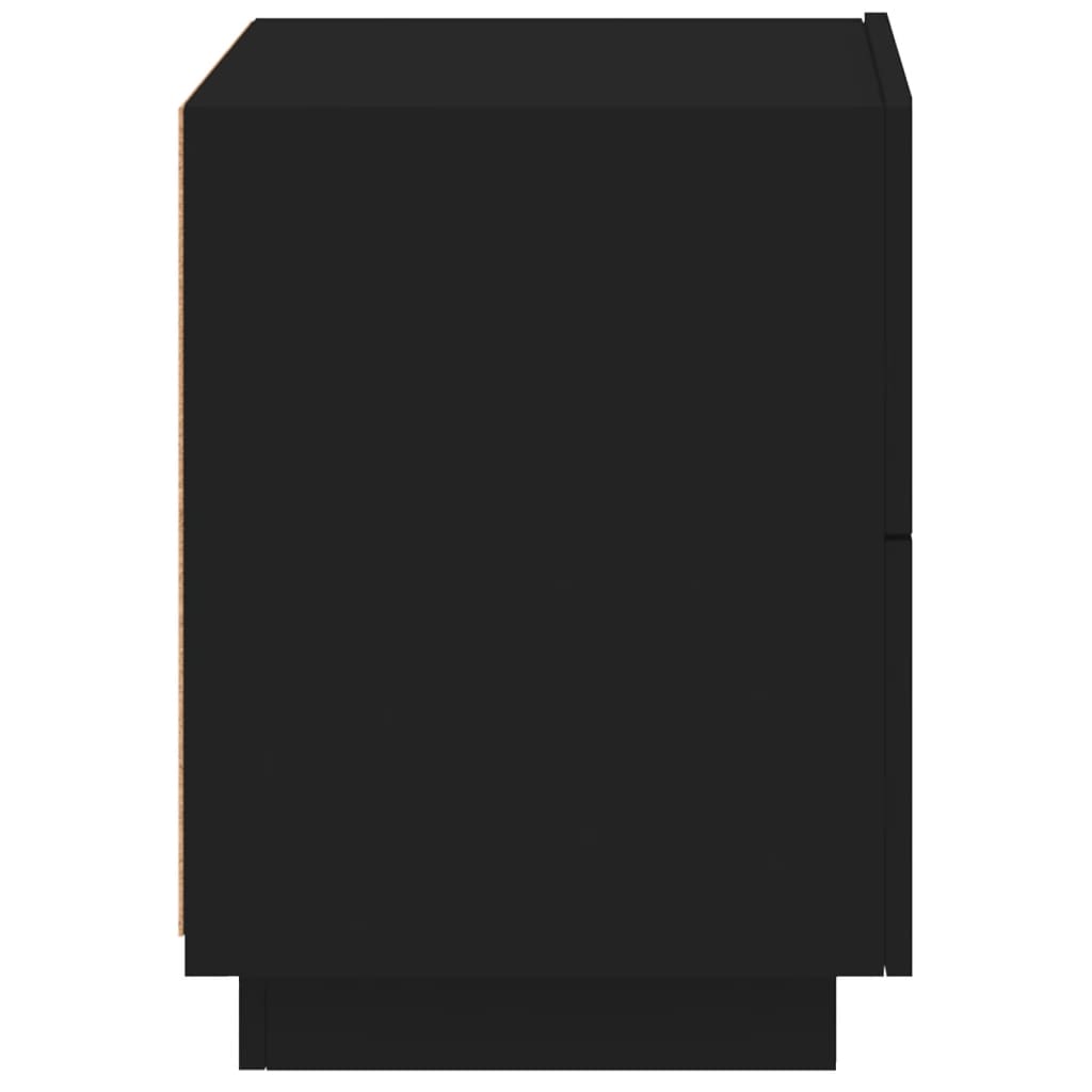 Nachtkastjes Met Led-Verlichting Bewerkt Hout 2 Zwart