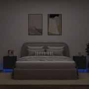 Nightstands with LED lighting 2 pcs engineered wood black